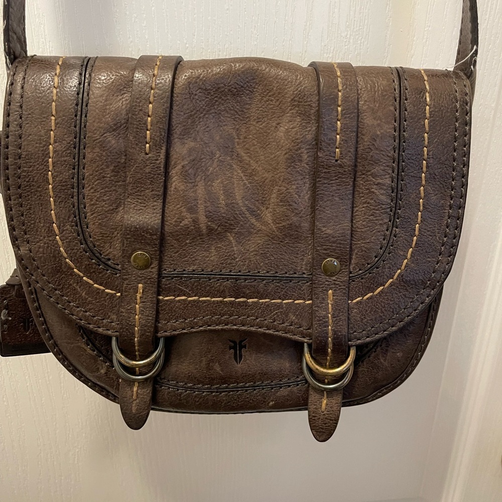 FRYE ANNA SADDLE HANDBAG DB222 CHARCOAL ITALIAN LEATHER $498 - Picture 11 of 16